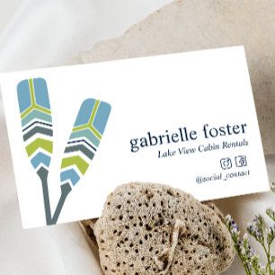 Chic Oars Lake Ocean Beach Cabin Vacation Rental Business Card