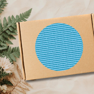 Chic Ocean Blue Glitter Style Horizontal Stripes Classic Round Sticker