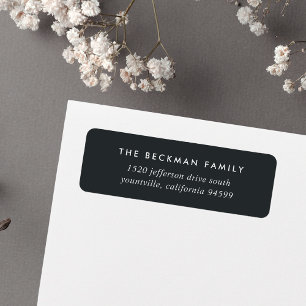 Chic Off-Black Charcoal and White Return Address