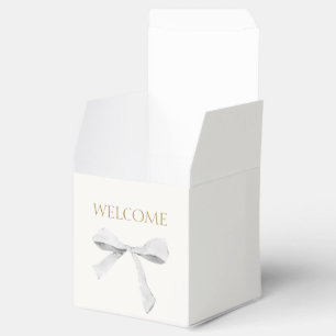 Chic Off White   Ribbon Wedding Welcome Favor Box
