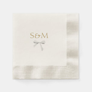 Chic Off White White Ribbon Wedding Welcome Napkin