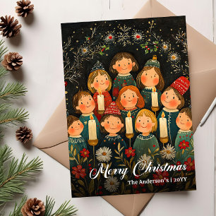 Chic Old Fashioned Christmas Carols Holiday Card