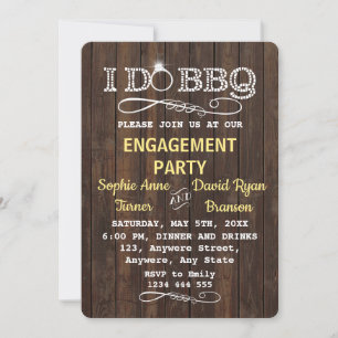 Chic Old Wood I DO BBQ Engagement Invitation