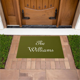 Chic olive green Custom script Couple family name  Doormat