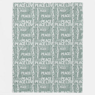 Chic Olive Green White Peace Love Christmas Fleece Blanket
