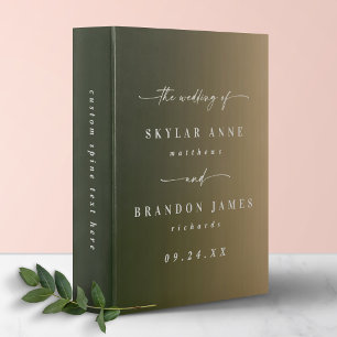 Chic Ombre Dark Green & Gold Wedding Photo Album Binder