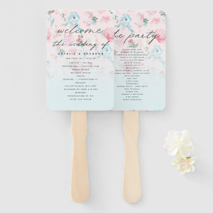 Chic Ombre French Garden Wedding Ceremony Program Hand Fan