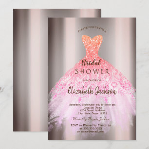 Chic Ombre Glitter Dress, Bridal Shower Invitation