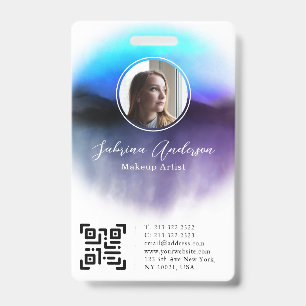 Chic Ombre Watercolor Abstract Script Photo Logo Badge