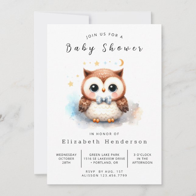 Chic Online Owl Baby Shower Invitation (Front)