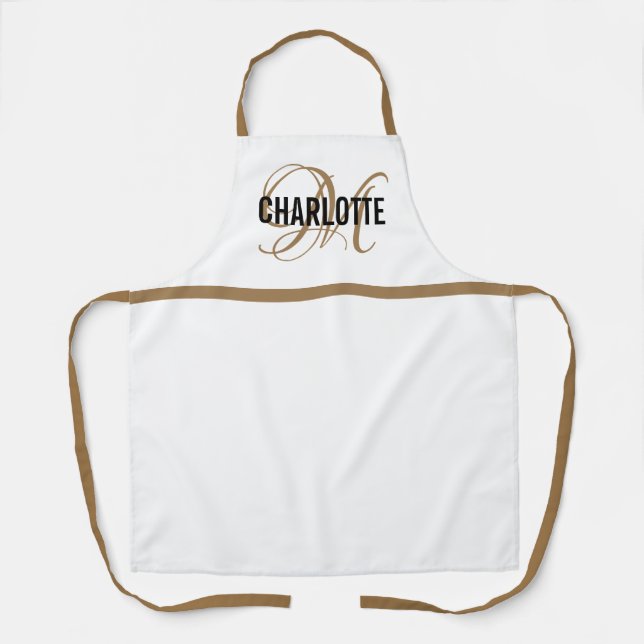 Chic or blanc monogramme nom tablier (Recto)