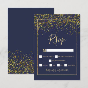 Chic or confetti marine bleu typographie rsvp