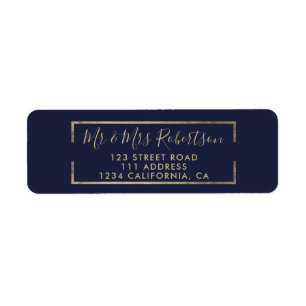 Chic or géométrique feuille script bleu marine mar