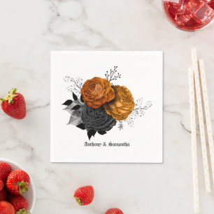 Chic Orange and Black Gothic Wedding Elegance Napkin