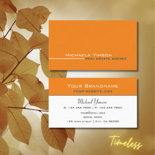 Chic Orange and White Simple Modern Professional Business Card