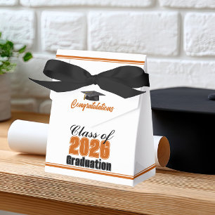Chic Orange Black Class of 2026 Custom Graduation Favor Box