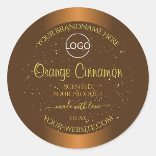 Chic Orange Brown Étiquette Gold Parties scintilla