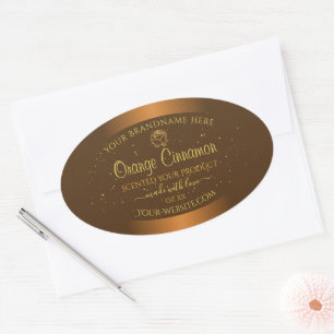 Chic Orange Brown Product Labels Gold Glitter Rose