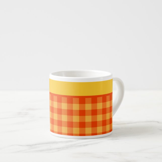 Chic Orange Check En vichy Espresso Mug (Devant droit)