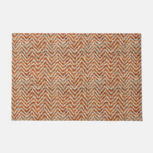 Chic orange chevron doormat