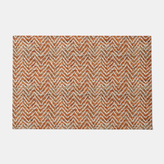 Chic orange chevron doormat (Front)