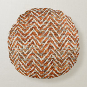 Chic orange chevron pattern round pillow