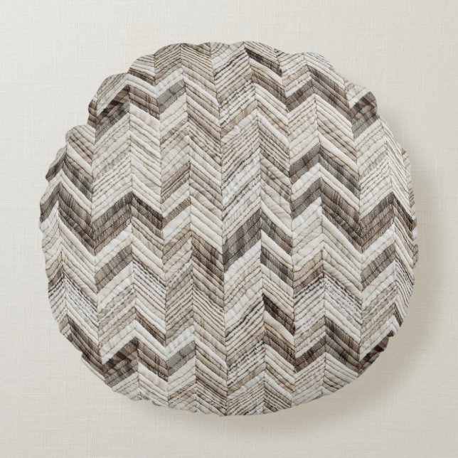 Chic orange chevron pattern round pillow (Front)