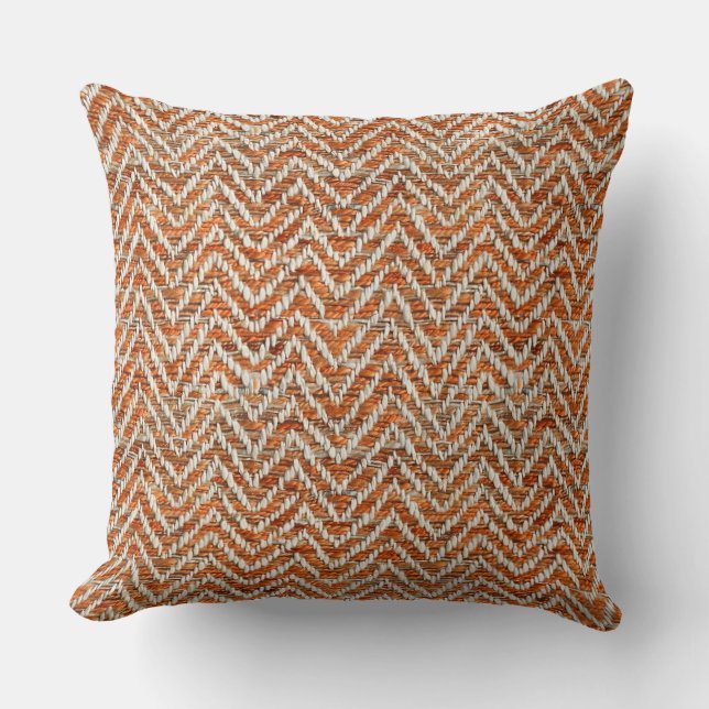 Chic orange cream chevron throw pillow (Front)