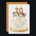 Chic Orange Fall Autumn 70th Birthday Cake  Invitation<br><div class="desc">Celebrate a feminine fall 70th birthday with our chic invitation. Design features a rustic cake decorated with autumn flowers, leaves and and candles with the number 70 all for the ultimate chic look. All text is 100% customizable. If you need extra pieces for this collection please contact me, happy to...</div>