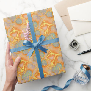 Chic Orange Faux Gold & Opal pattern   Wrapping Paper