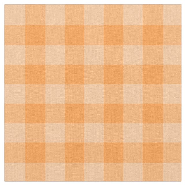 Chic Orange Gingham Plaid Pattern Fabric (Close Up)