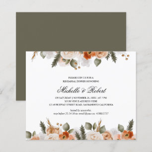 Chic Orange Ivory Moss Wedding Rehearsal Dinner