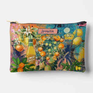 Chic orange sicilian citrus collage floral tiles  accessory pouch