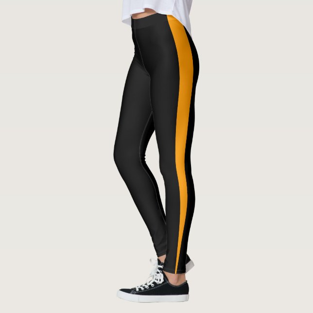Chic Orange Stripe Design Leggings (Left)