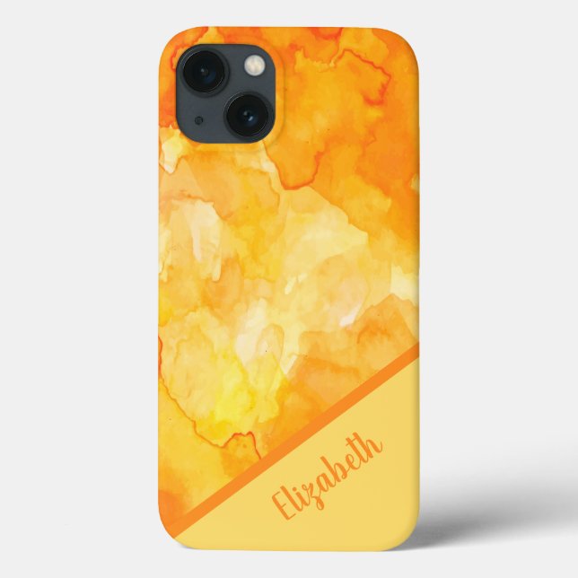Chic Orange Watercolor Personalized Case-Mate iPhone Case (Back)
