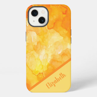 Chic Orange Watercolor Personalized iPhone 13 Case