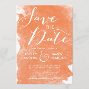 CHIC ORANGE WATERCOLOR SAVE THE DATE