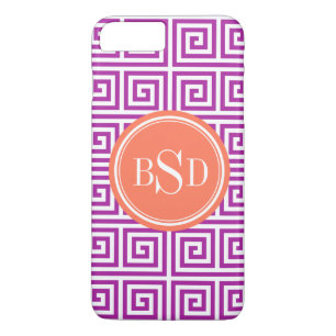 Chic orchid greek key geometric patterns monogram Case-Mate iPhone case
