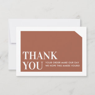 CHIC ORDER INSERT business thank you terracotta  Card