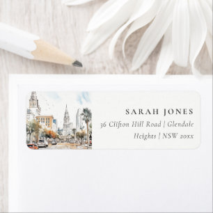 Chic Orlando Florida Skyline Watercolor Adresse
