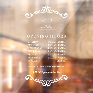 Chic Ornament Custom Business Logo Opening Hours Window Cling