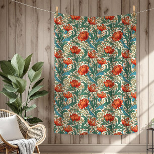Chic Ornate Botanical Inspired by William Morris Fleece Blanket