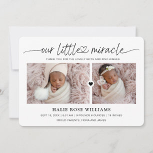 Chic Our Little Miracle Photo Collage Birth Announcement