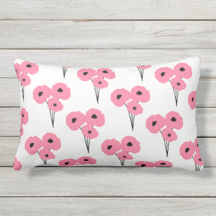 CHIC OUTDOOR PILLOW_MOD PINK & BLACK POPPIES LUMBAR PILLOW