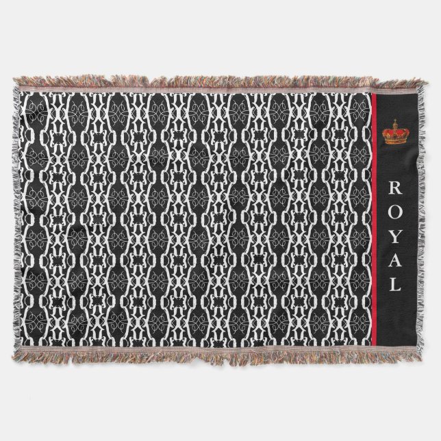 Chic oval geometric pattern in black & white throw blanket (Front)