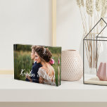 Chic Overlay | Personalized Wedding Photo Block<br><div class="desc">Elegant wedding photo block features your favourite horizontal or landscape oriented wedding photo. Your names appear in chic white handwritten script lettering as a text overlay with your wedding date beneath.</div>