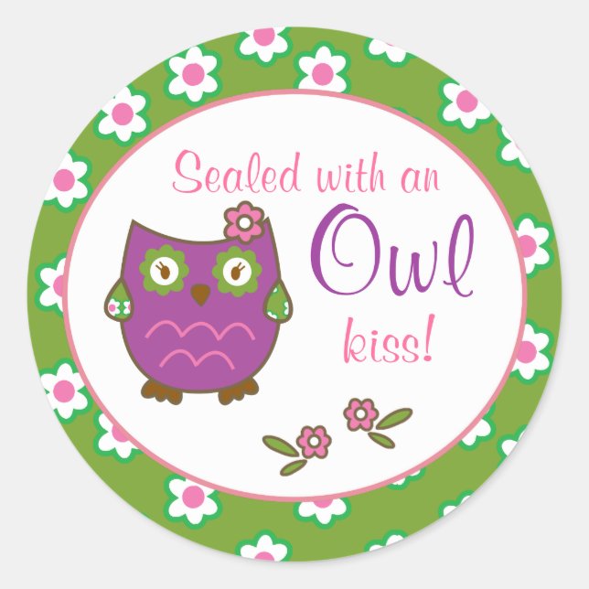 Chic Owl Baby Shower Envelope Seal Stickers (Front)