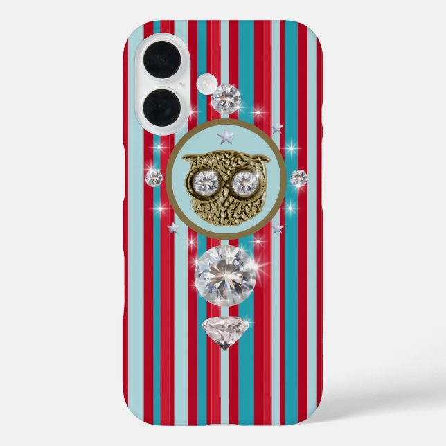 Chic owl with stripes Case-Mate iPhone case (Back)