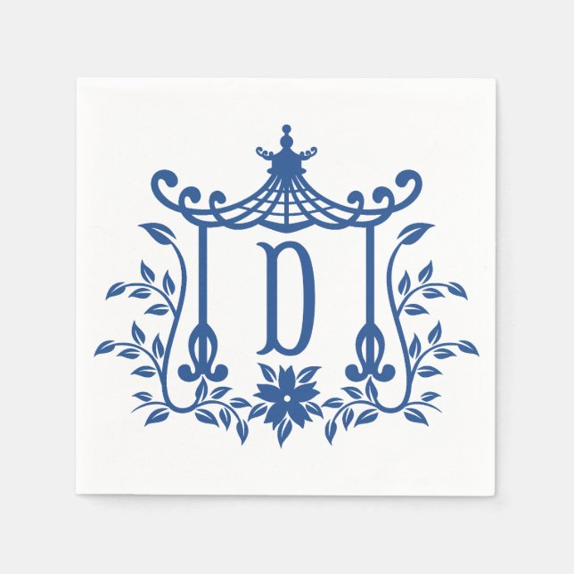 Chic Pagoda Monogram D Napkins (Front)