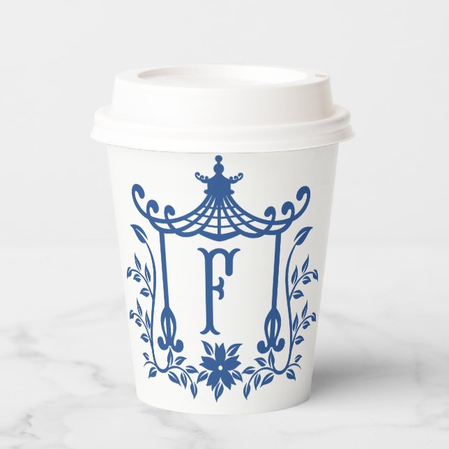 Chic Pagoda Monogram F  Paper Cups (Front)